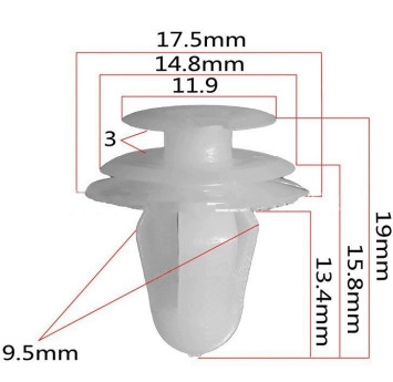 Клипсы  В=19 / Ш=17,5 мм.  (цена за упак. 10шт.)
