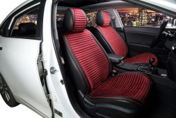 Накидки Фронт «MONACO» Чёрный/Красный/Красный (велюр премиум класса/экокожа)