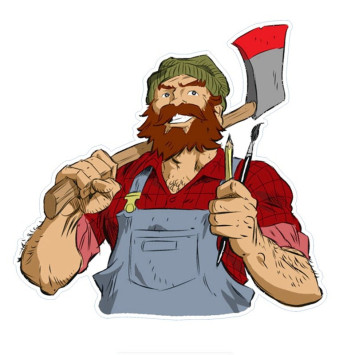 Наклейка &quot;лесоруб&quot;  16x18см. Черная