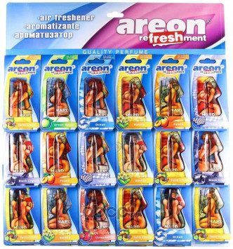 Осв.возд. Areon LIQUID &quot;автомобили&quot;  MIX  ДЕВУШКИ  (цена за лист 18шт.)