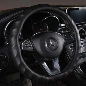 Оплетка на руль   Carlife  &quot;WaveRub&quot; М,  Чёрный/Чёрный ребристая