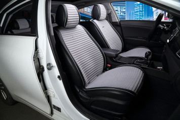 Накидки Фронт  «MONACO»  Чёрный/Серый/Серый  (велюр премиум класса/экокожа)