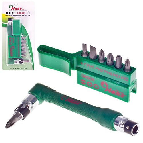 Инструмент HANS. Набор вставок 1/4", PH, PZ, и шлиц. 8 пр. (06008)