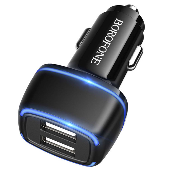 АЗУ  Borofone  2USB (12/24V - 5V 2,4A) Черный