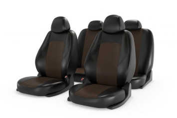 Чехлы «RANGER JACQUARD», черный/коричневый/бежевый (Экокожа+жаккард)