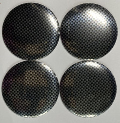 Этикетки на диски (метал)  диам. 56,5мм.  "один цвет" карбон  (4 шт.)