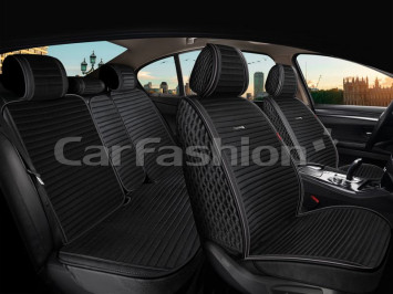 Комплект Накидок «MONACO FULL PLUS» Чёрный/Чёрный/Серый (велюр премиум класса/экокожа)